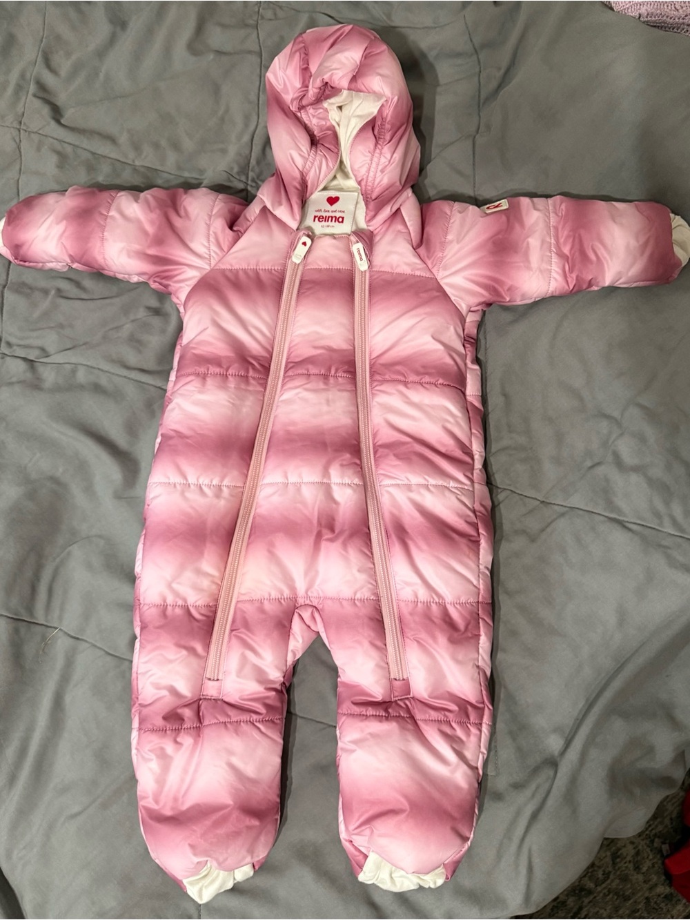 Reima Pink Ombre Padded Kids One-Piece Snowsuit